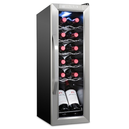 Ivation 12-Bottle Compressor Freestanding Wine Cooler Refrigerator - Stainless Steel IVFWCC121WSS